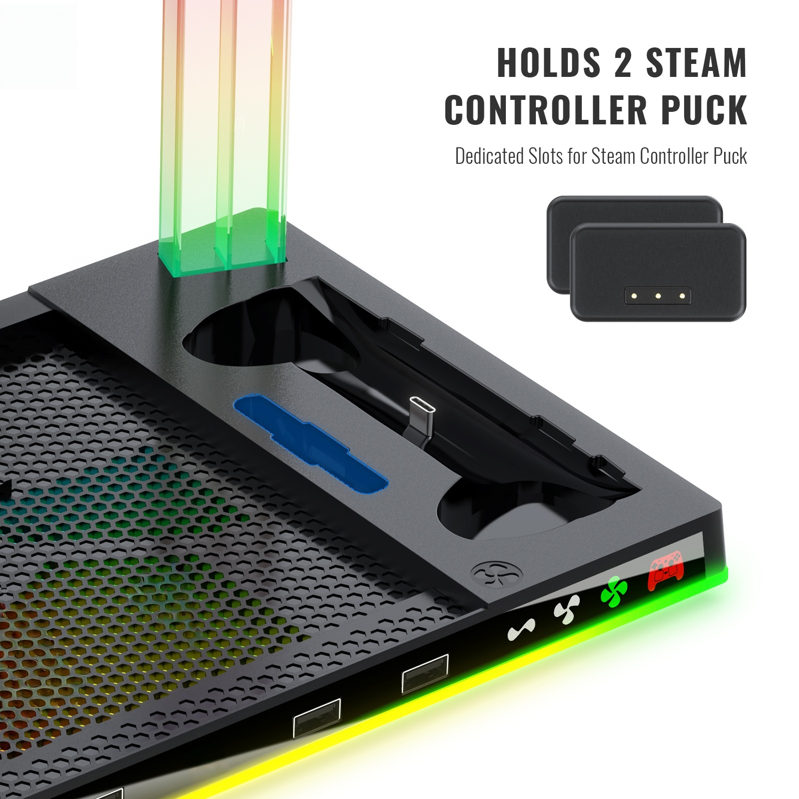 Headset Stand Rgb - Voor Steam Controller-standaard, oplaadstation en headsethouder