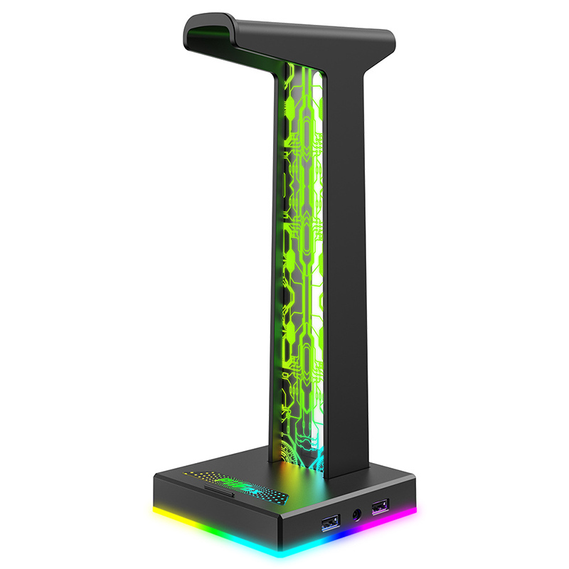 Headset Stand Rgb - RGB Gaming Hoofdtelefoonstandaard Dubbele USB-poort 3,5