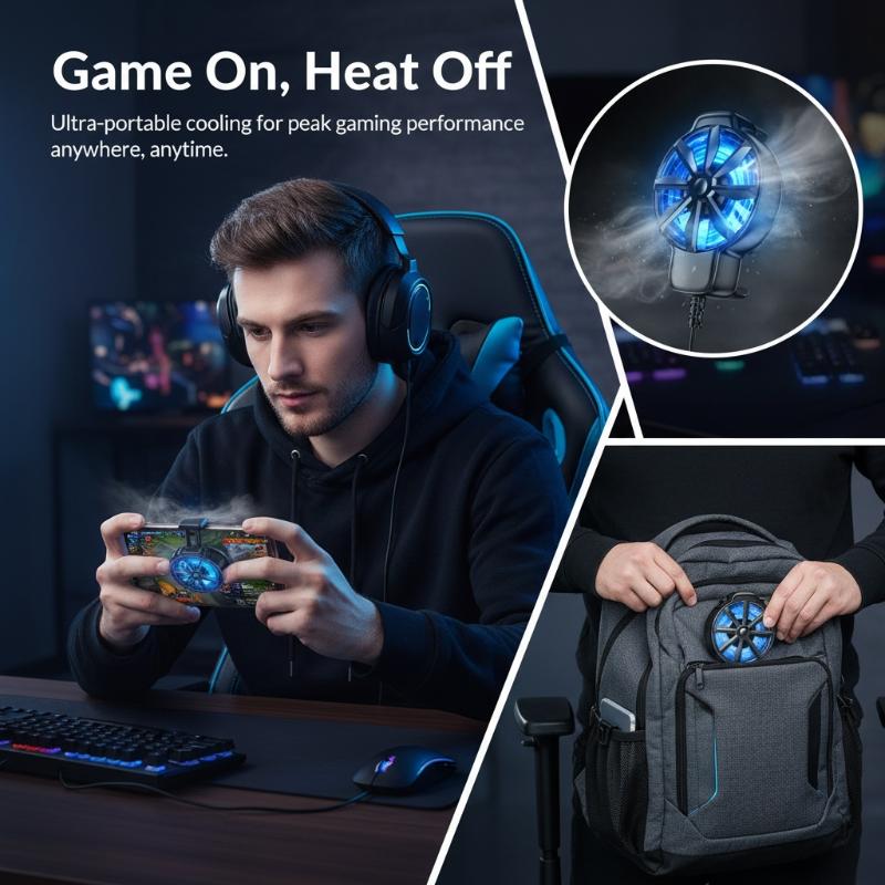 Essential Gaming Accessories - Draagbare mobiele telefoon koelventilator, luchtgekoelde heat