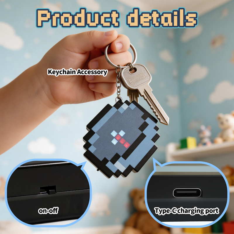 Gaming Accessories Boys - 2026 NIEUW Oplaadbaar Pixel Kompas Sleutelhanger